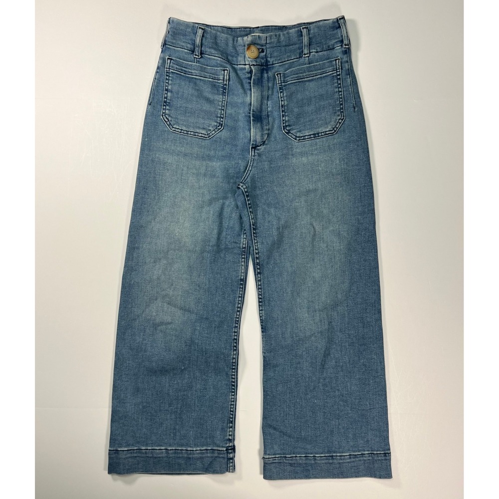 Maeve The Colette Jeans Women 27P Blue Wide Leg Patch Pocket High Rise Cropped